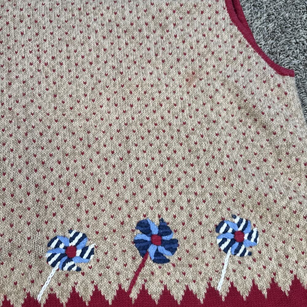 Vintage Women’s Quacker Factory Americana Red Knitted Sweater Vest Size Large - Picture 9 of 11